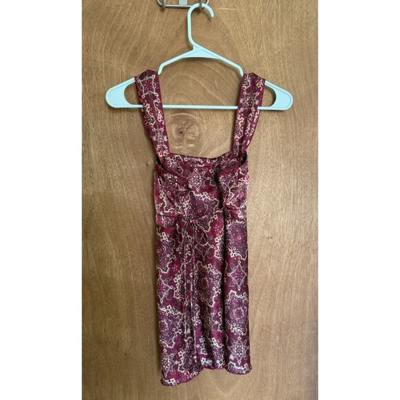 Self Esteem Burgandy Floral Satin 90s Y2K Indie Milkmaid Boho Tank Size Large - Picture 4 of 7